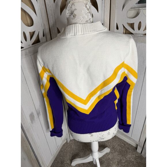 Vintage Cheerleader Sweater Womens Small Yellow Purple ‘Royals’ 70s 60s - Picture 2 of 4